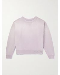 Maison Margiela - Logo-print Distressed Cotton-jersey Sweatshirt - Lyst