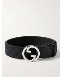 Gucci - 4cm Leather-trimmed Monogrammed Coated-canvas Belt - Lyst