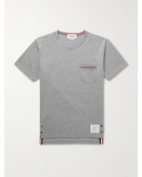 Thom Browne - Slim-Fit Grosgrain-Trimmed Cotton-Jersey T-Shirt - Lyst