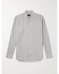 Brioni - Grandad-collar Linen Shirt - Lyst