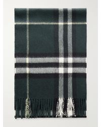 Burberry - Fringed Checked Cashmere Scarf - Lyst