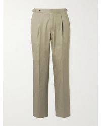 STÒFFA - Tapered Pleated Cotton-Twill Trousers - Lyst