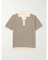 MR P. - Striped Textured-Knit Organic Cotton Polo Shirt - Lyst