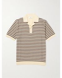 MR P. - Striped Textured-Knit Organic Cotton Polo Shirt - Lyst