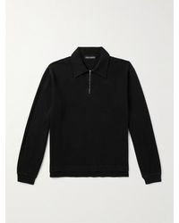 Our Legacy - Lad Ribbed Cotton-jersey Half-zip Sweatshirt - Lyst