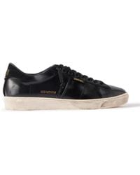 Golden Goose - Matchstar Suede-Trimmed Distressed Glossed-Leather Sneakers - Lyst