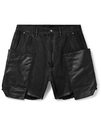 Rick Owens - Stefan Straight-leg Leather And Denim Shorts - Lyst