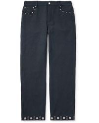 Valentino Garavani - Straight-Leg Embellished Linen And Cotton-Blend Trousers - Lyst