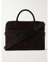 Metier - Closer All Day Full-Grain Leather-Trimmed Suede Briefcase - Lyst