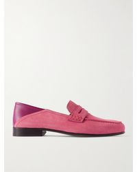 Manolo Blahnik - Plymouth Pennyloafers aus Veloursleder und Leder mit einklappbarer Fersenpartie - Lyst