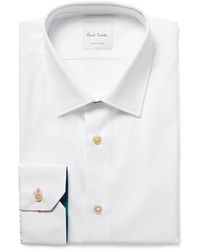 Paul Smith - White Slim-fit Contrast-cuff Cotton-poplin Shirt - Lyst