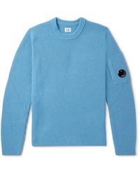 C.P. Company - Logo-appliquéd Waffle-knit Wool-blend Sweater - Lyst