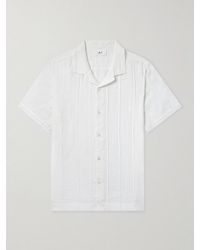 MR P. - Camp-Collar Embroidered Pintucked Linen Shirt - Lyst