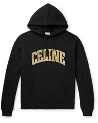 Celine - Logo-Print Cotton-Blend Jersey Hoodie - Lyst