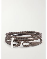 Tom Ford - Woven Leather And Silver-tone Wrap Bracelet - Lyst