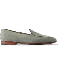 Manolo Blahnik - Modena Leather-Trimmed Suede Loafers - Lyst