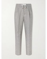 Brunello Cucinelli - Straight-Leg Pleated Hemp And Linen-Blend Twill Trousers - Lyst