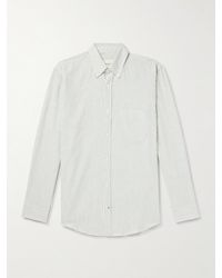 James Purdey & Sons - Gestreiftes Hemd aus einer Baumwoll-Leinenmischung mit Button-Down-Kragen - Lyst