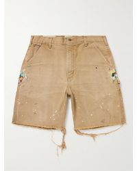 GALLERY DEPT. Carpenter Distressed Paint-splattered Cotton-canvas Shorts - Brown