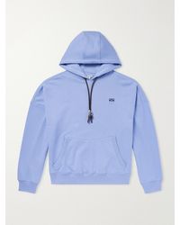 Loewe - Anagram-Embroidered Leather-Trimmed Cotton-Jersey Hoodie - Lyst