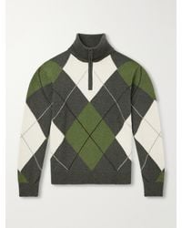 James Purdey & Sons - Intarsia-Knit Argyle Wool And Cashmere-Blend Half-Zip Sweater - Lyst