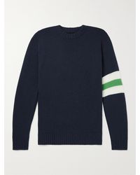 Anonymous Ism Slim-fit Striped Wool Jumper - Blue