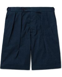 Blue Blue Japan - Gurkha Straight-Leg Belted Pleated Lace-Trimmed Cotton Shorts - Lyst