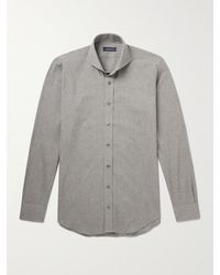 Thom Sweeney - Cutaway-collar Cotton-flannel Shirt - Lyst