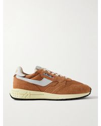 Autry - Reelwind Low Cracked-Leather Trimmed Suede And Shell Sneakers - Lyst