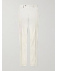 Lardini - Slim-fit Straight-leg Pleated Cotton-blend Poplin Suit Trousers - Lyst