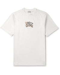 Burberry - Slim-Fit Logo-Embroidered Appliquéd Cotton-Jersey T-Shirt - Lyst
