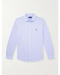 Polo Ralph Lauren - Logo-Embroidered Houndstooth Cotton-Jersey Shirt - Lyst