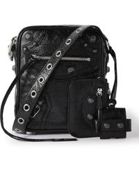 Balenciaga - Le Cagole Embellished Textured-Leather Messenger Bag - Lyst
