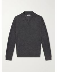 MR P. - Rib-Trimmed Merino Wool And Silk-Blend Polo Shirt - Lyst