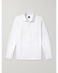 Fedeli - Nick Slim-Fit Cutaway-Collar Linen Shirt - Lyst