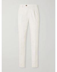 Brunello Cucinelli - Straight-Leg Pleated Cotton-Twill Trousers - Lyst