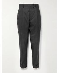 Officine Generale - Hugo Tapered Belted Virgin Wool Suit Trousers - Lyst