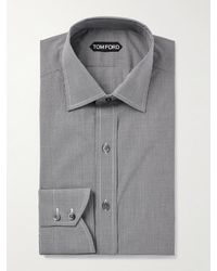 Tom Ford - Slim-Fit Cutaway-Collar Checked Cotton-Poplin Shirt - Lyst