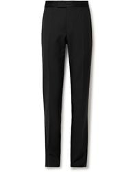 ZEGNA - Straight-leg Satin-trimmed Wool And Mohair-blend Tuxedo Trousers - Lyst