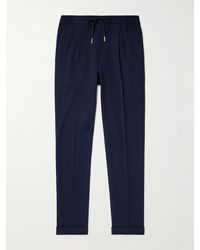 Thom Sweeney - Tapered Pleated Wool And Cotton-blend Twill Drawstring Trousers - Lyst