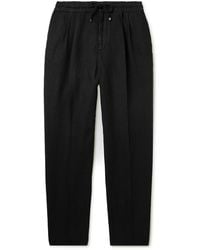 Brunello Cucinelli - Straight-leg Pleated Linen-twill Drawstring Trousers - Lyst