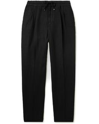 Brunello Cucinelli - Straight-leg Pleated Linen-twill Drawstring Trousers - Lyst