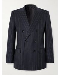 Tom Ford - Dyllan Double-Breasted Striped Wool-Twill Suit Jacket - Lyst