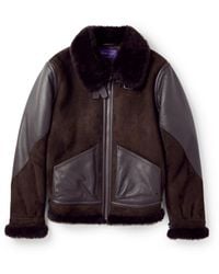 Ralph Lauren - Lutton Aviator Leather-Trimmed Shearling Jacket - Lyst