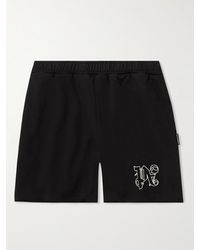 Palm Angels - Shorts a gamba larga in jersey di cotone con logo ricamato - Lyst