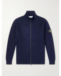 Stone Island - Ribbed-Knit Organic Cotton Zip-Up Cardigan - Lyst