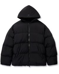 Balenciaga - Logo-embroidered Quilted Shell Hooded Jacket - Lyst