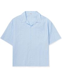 Loewe - Camp-Collar Logo-Embroidered Checked Cotton-Jacquard Shirt - Lyst