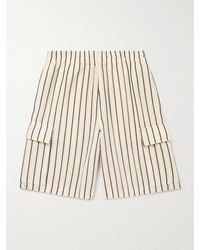 LE17SEPTEMBRE - Wide-leg Striped Crocheted Cotton Cargo Shorts - Lyst