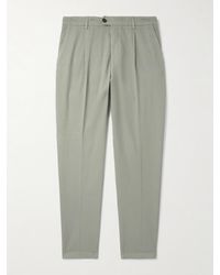 Eleventy - Schmal zulaufende Hose aus Twill aus einer Stretch-Baumwoll-Lyocell-Mischung mit Falten - Lyst